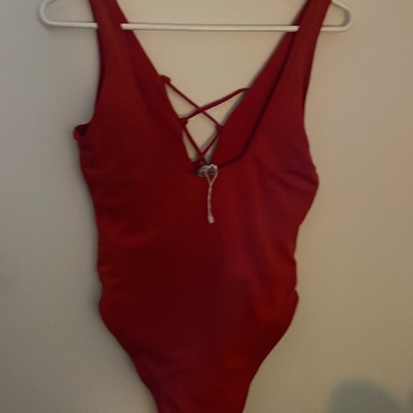 Red One Piece Swim suit - Picture 3 of 5